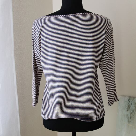 ST. JOHN Collection Striped Linen Blend Jersey Top size XS - Picture 4 of 6